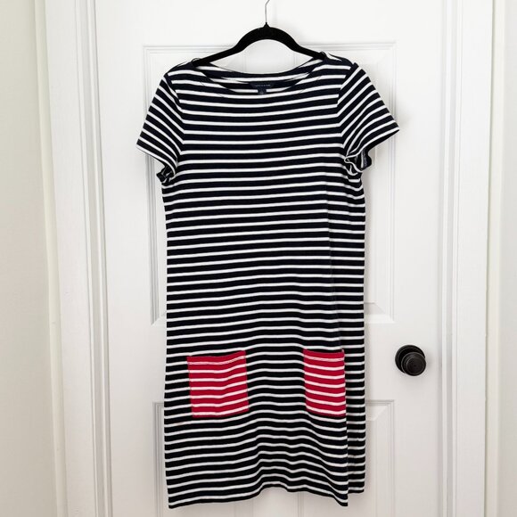 Tommy Hilfiger Dresses & Skirts - Tommy Hilfiger Black and White Striped Midi Dress with Red Accents
